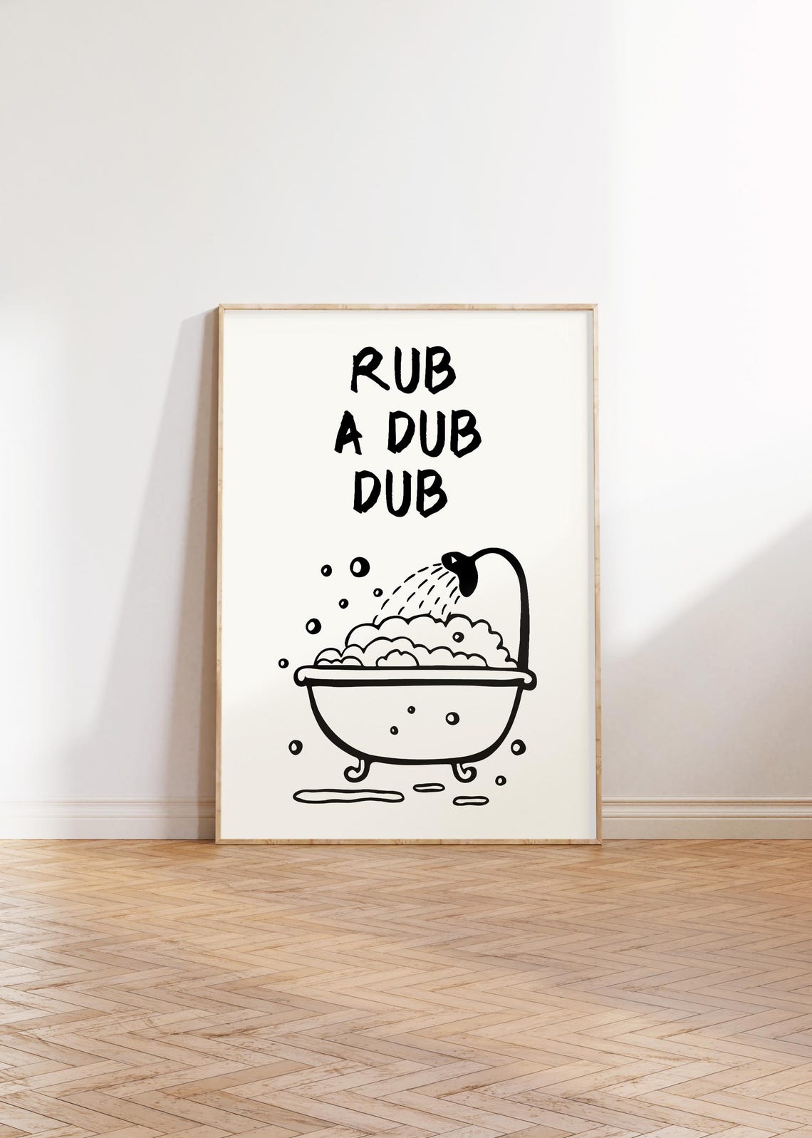Rub A Dub Dub Clawfoot Tub Bubbles Doodle Funny Bathroom Poster - Image 3