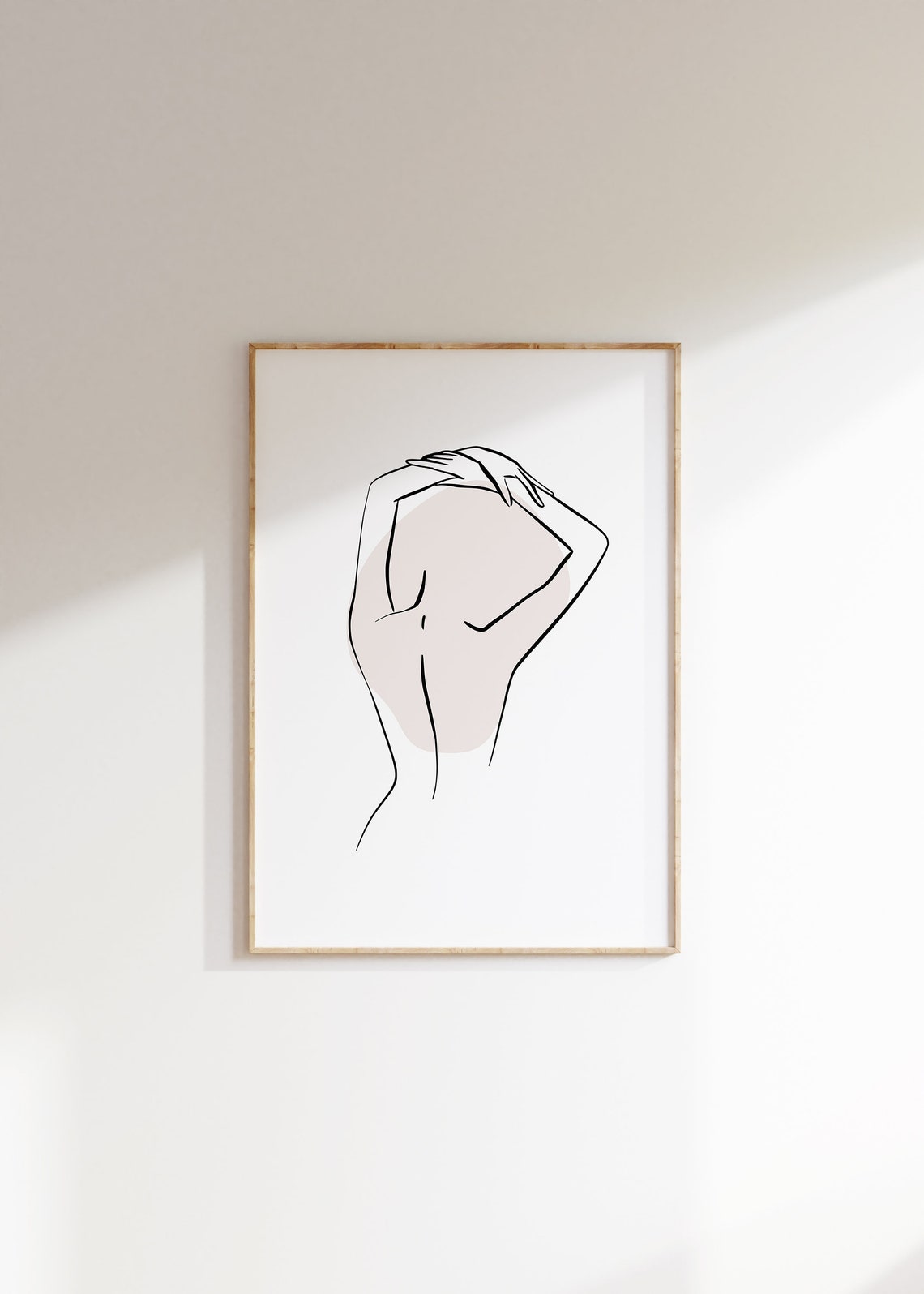 Minimalist Female Body Single Line Art in Neutral Beige Poster - Image 5