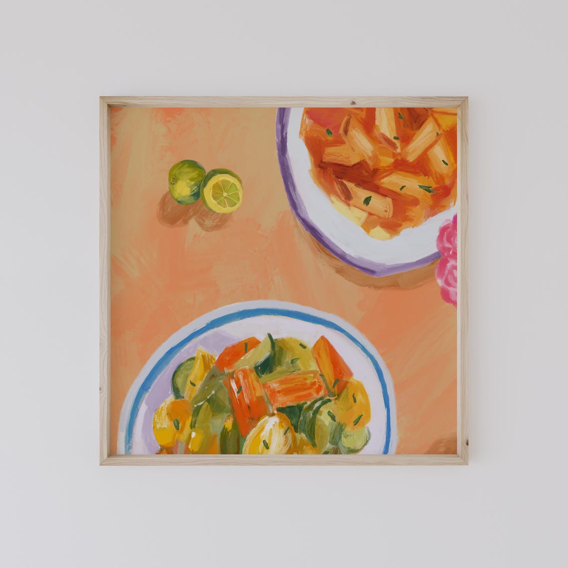 Colorful Maximalist Kitchen Pasta Table Still Life Painting Art Print - Image 4