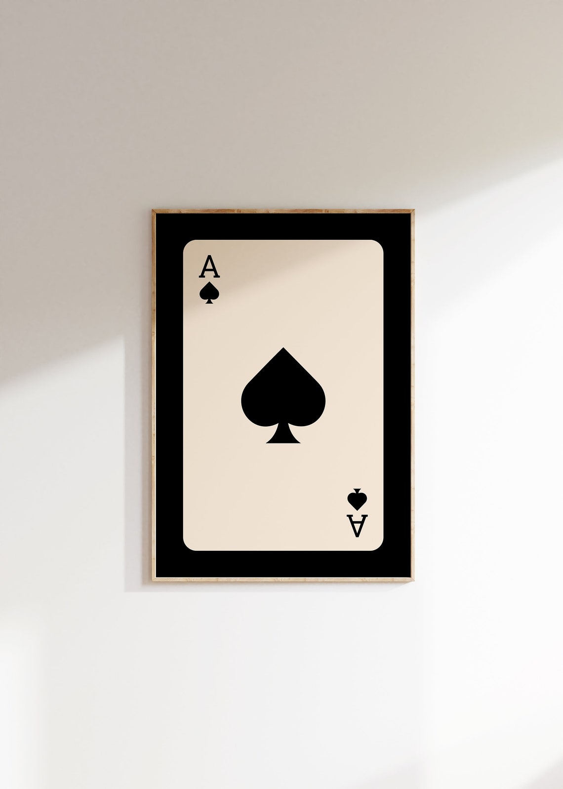 Ace of Spades Minimalist Playing Card Black and Cream Poster - Image 4