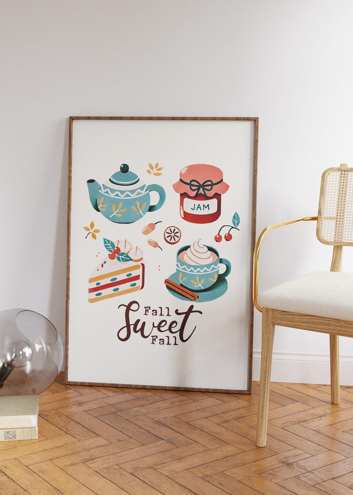 Fall Sweet Fall Autumn Tea Time Teapot Cake Dessert Art Poster - Image 5