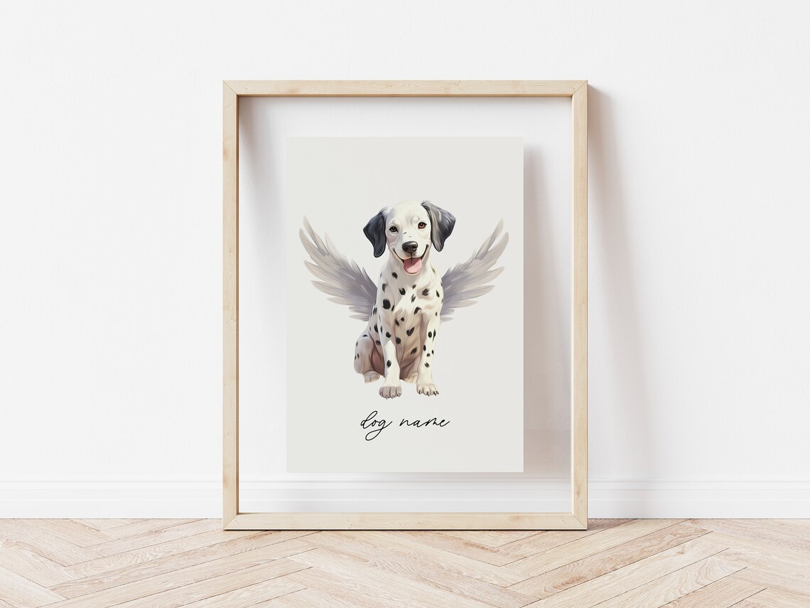 Dalmatian Dog Memorial Rainbow Bridge Print Pet Loss Memorial Portrait Angel Dog Print Pet Loss Sympathy Gift Custom Dog Memorial Gift - Image 5