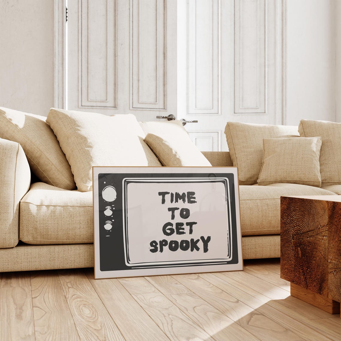 Time To Get Spooky Retro Television Flat Graphic Design Poster - Image 2