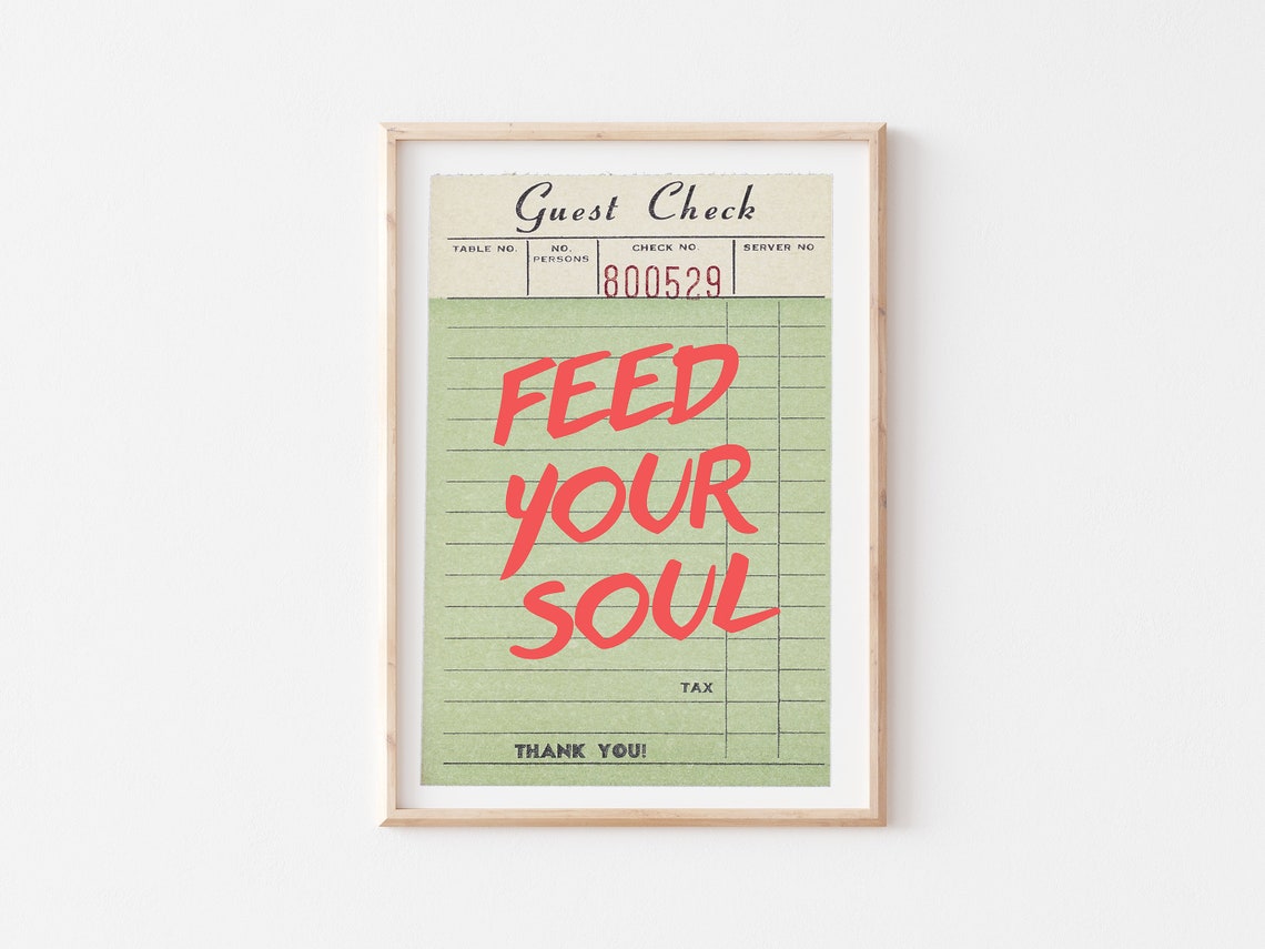 Feed Your Soul Red Lettering Retro Guest Check Kitchen Poster - Image 4