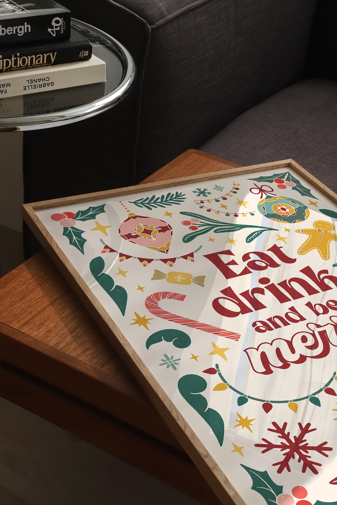 Eat Drink and Be Merry Retro Christmas Holiday Illustration Poster - Image 4