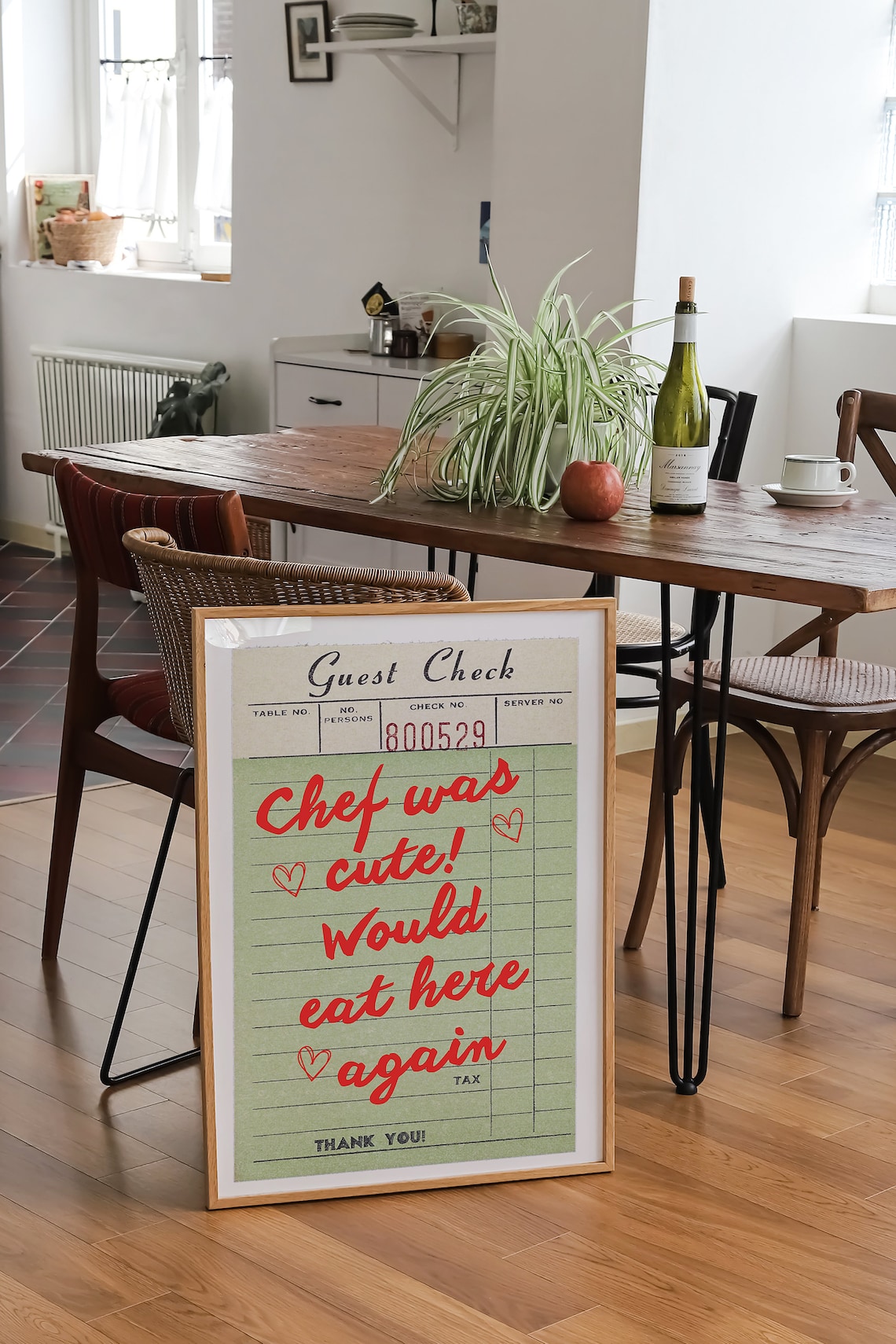 Chef Was Cute Retro Guest Check Kitchen Poster - Image 2