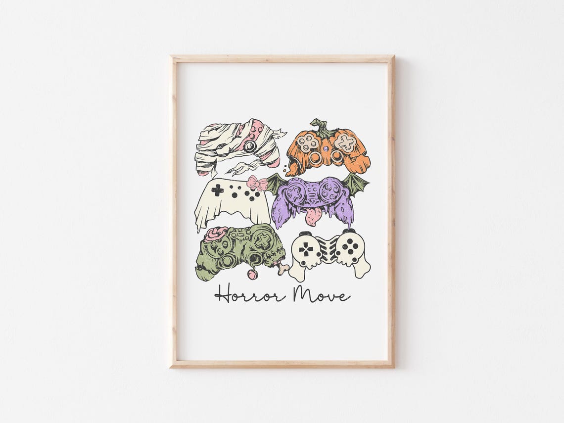 Horror Move Monster Game Controllers Mummy Pumpkin Ghost Gamer Poster - Image 5