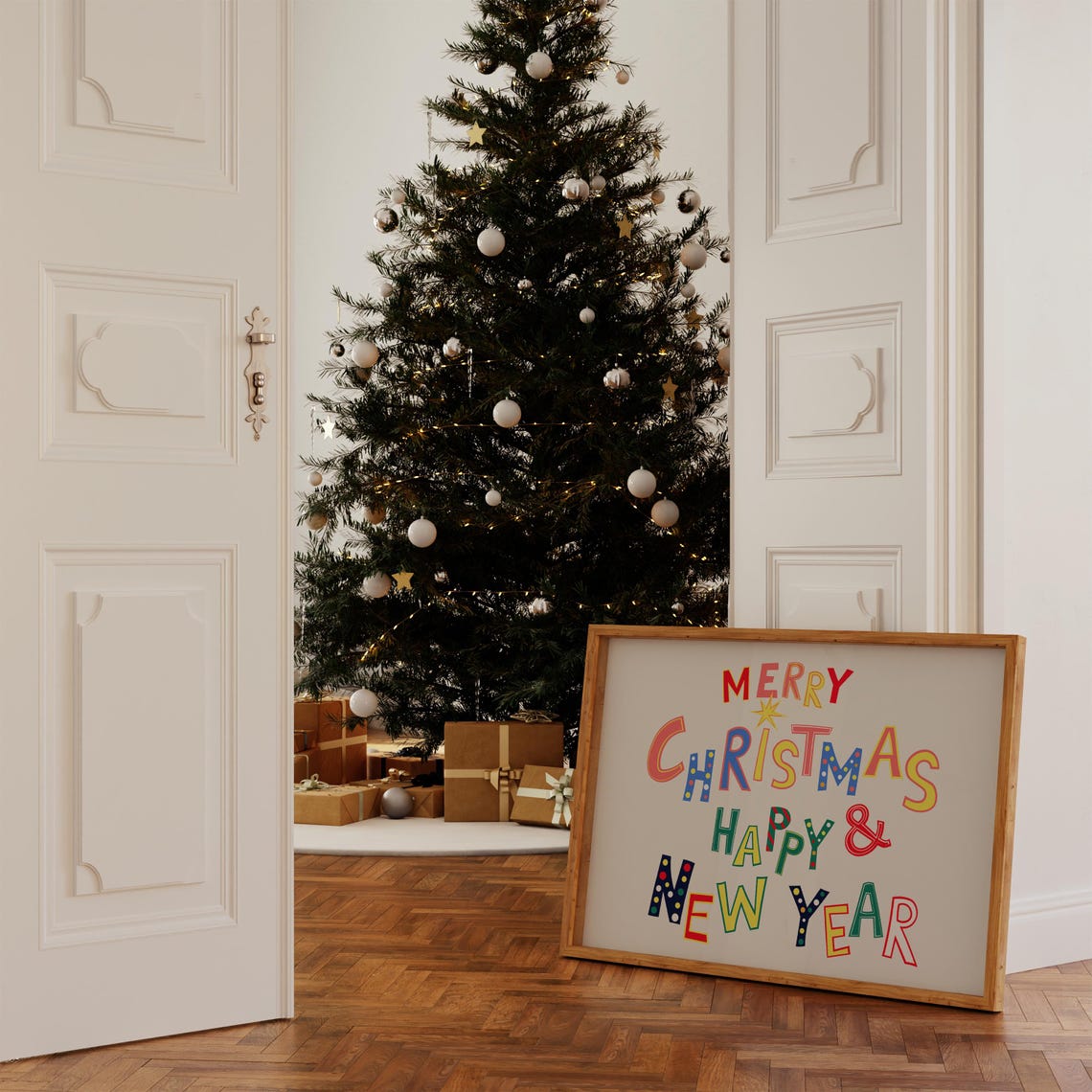 Merry Christmas And Happy New Year Colorful Fun Lettered Poster - Image 2