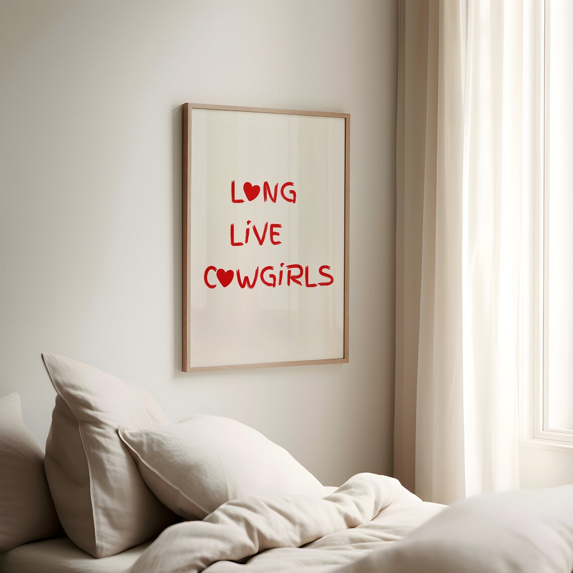 Long Live Cowgirls Red Western Typography Heart Quote Poster - Image 2