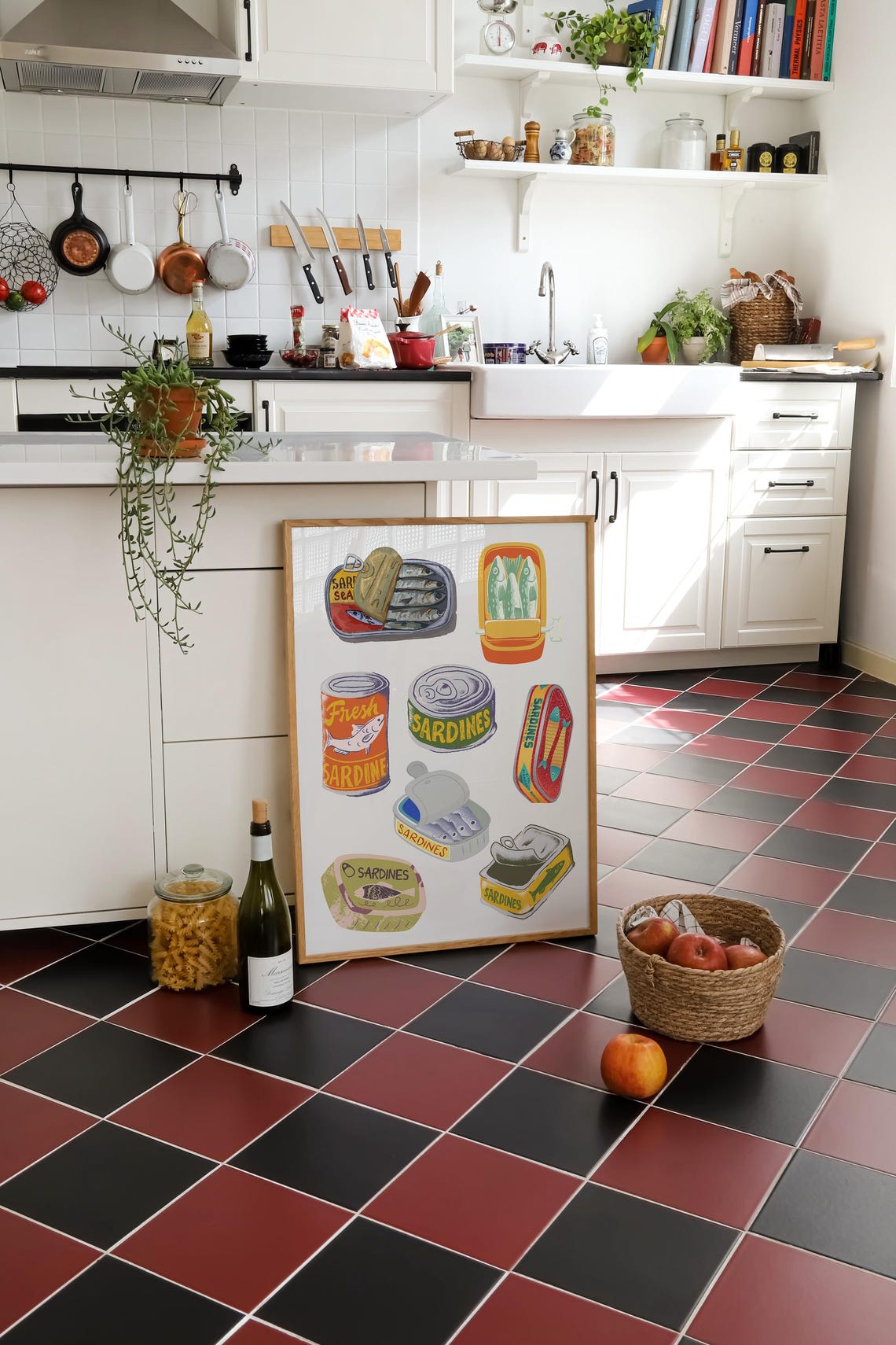 Vintage Sardine Tins Retro Food Illustration Funky Kitchen Poster - Image 2