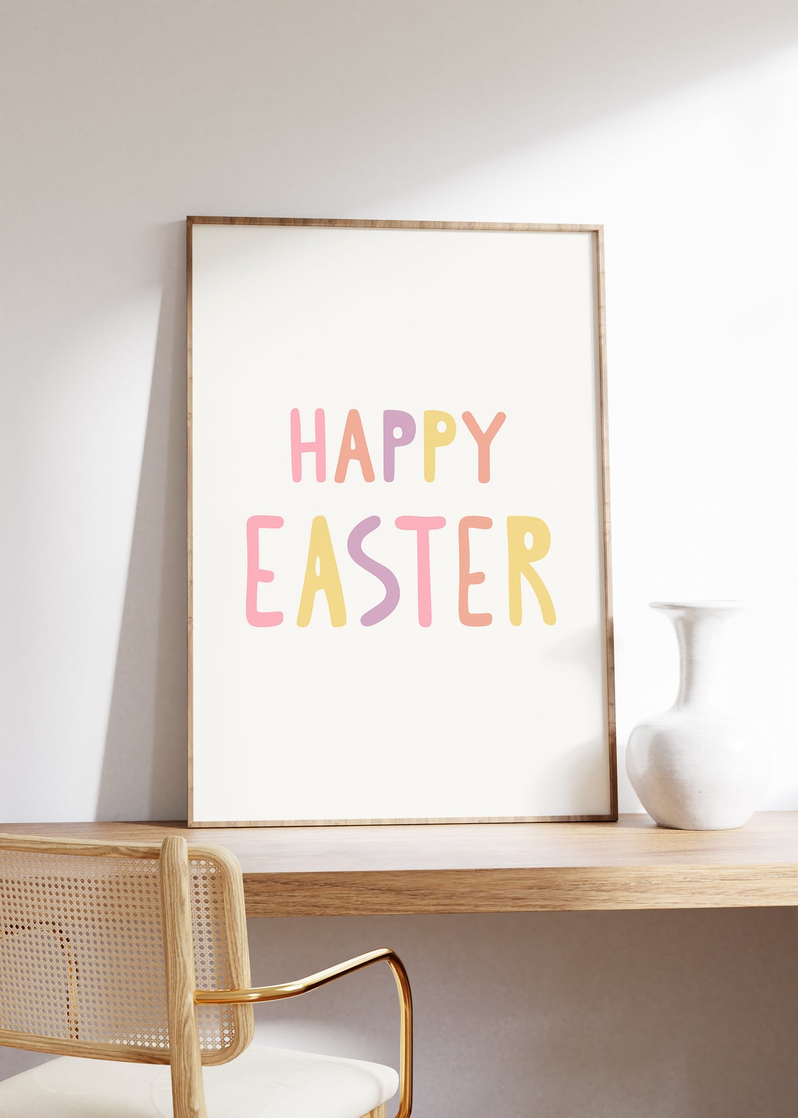 Happy Easter Colorful Hand Lettered Pastel Typography Art Poster - Image 4