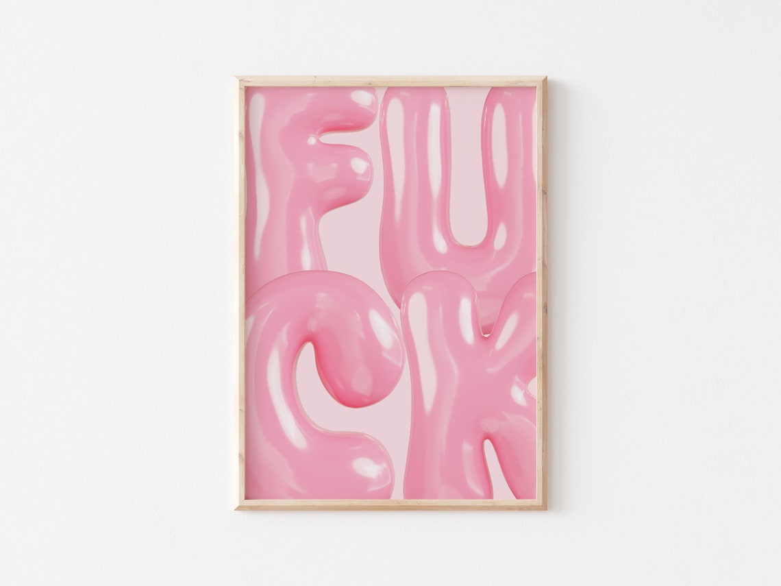 Pink 3D Bubble Letters Y2K Maximalist Dopamine Decor Art Poster - Image 2