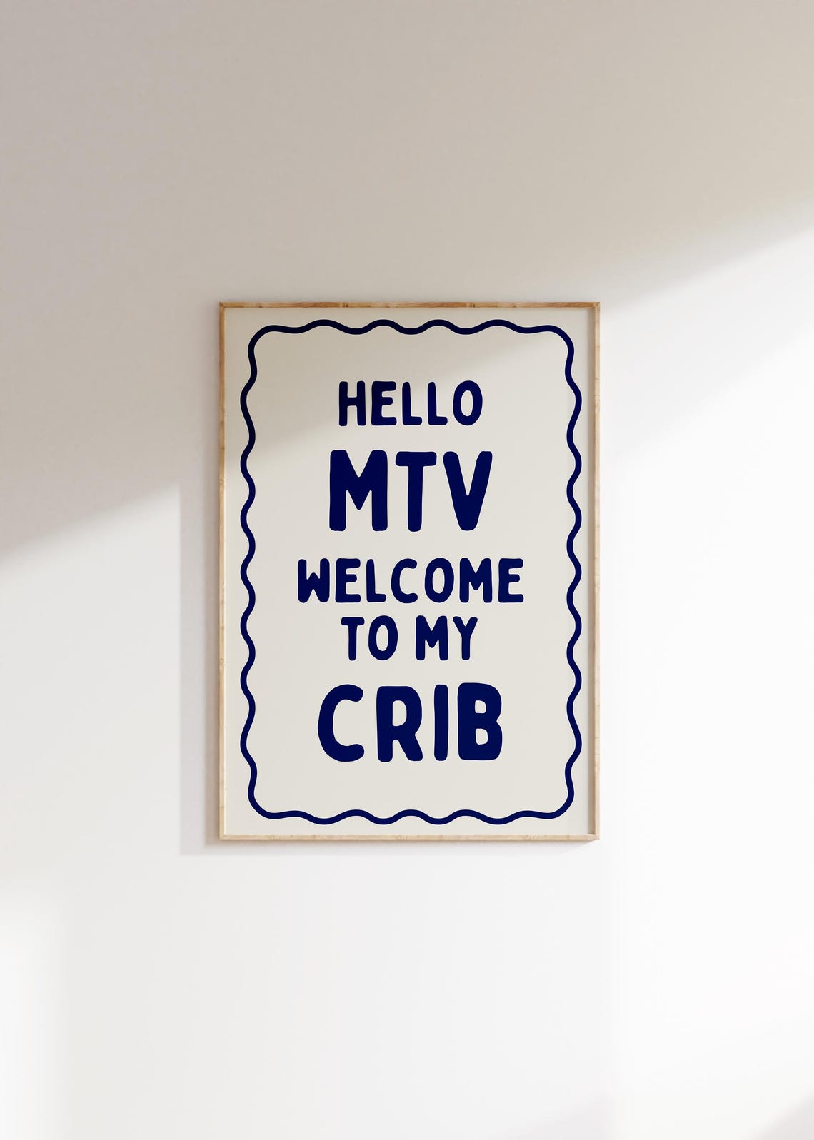 Hello MTV Welcome To My Crib Retro Navy Typography Dorm Room Wall Art - Image 3