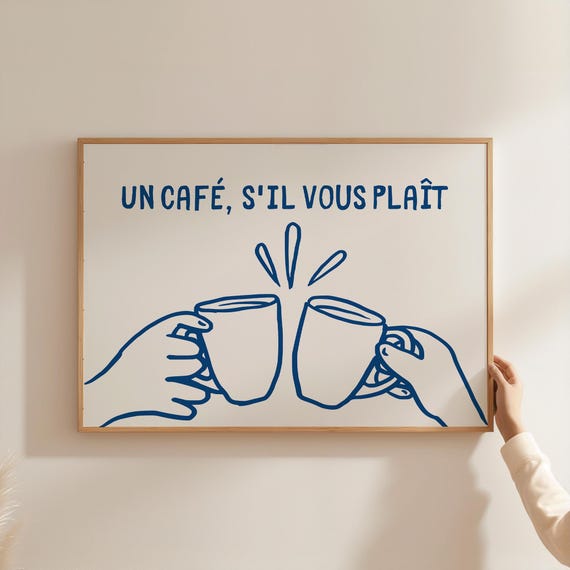 Un Caf Sil Vous Plat Retro Coffee Bar Print Coffee Wall Art Coffee Shop Wall Decor Funky Coffee Prints