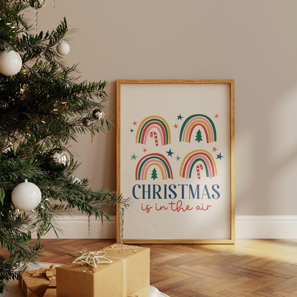 Christmas Is In The Air Rainbow Candy Cane Holiday Decor Poster - Image 4