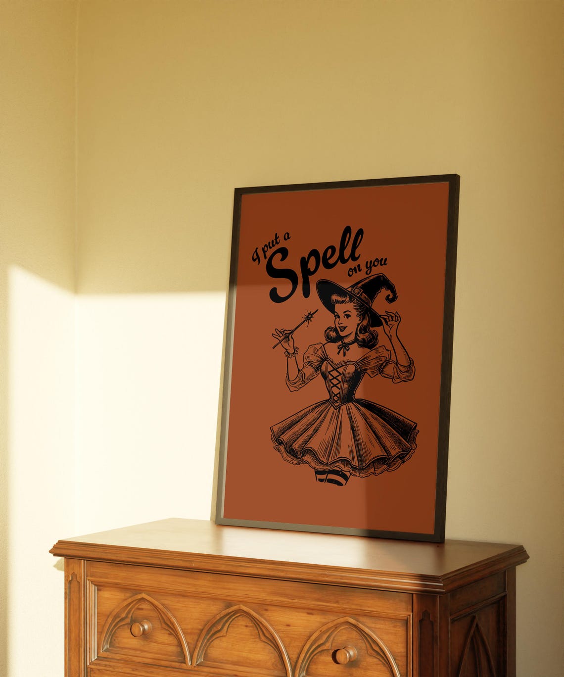 I Put a Spell on You Retro Witch Burnt Orange Halloween Poster - Image 4