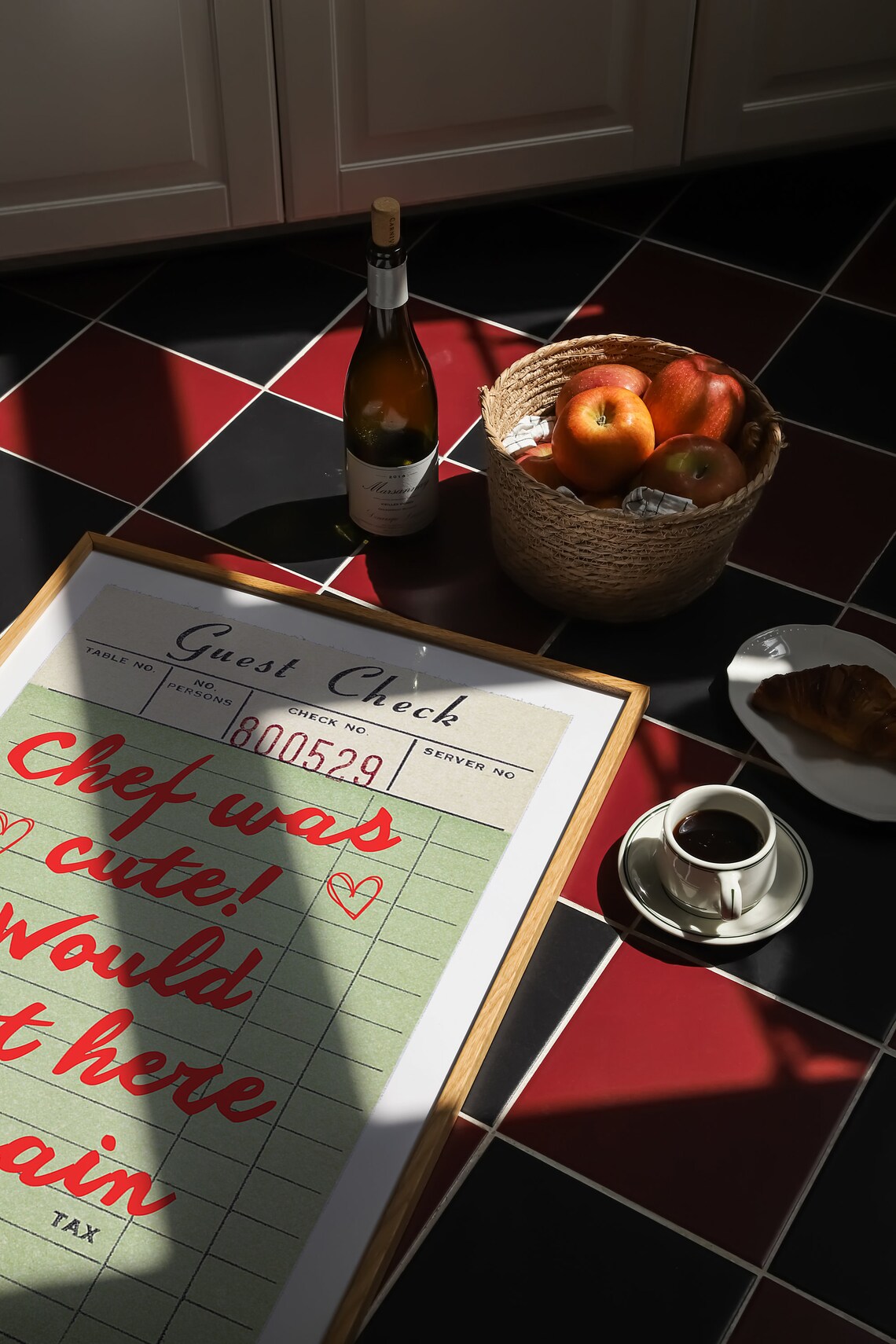 Chef Was Cute Retro Guest Check Kitchen Poster - Image 3