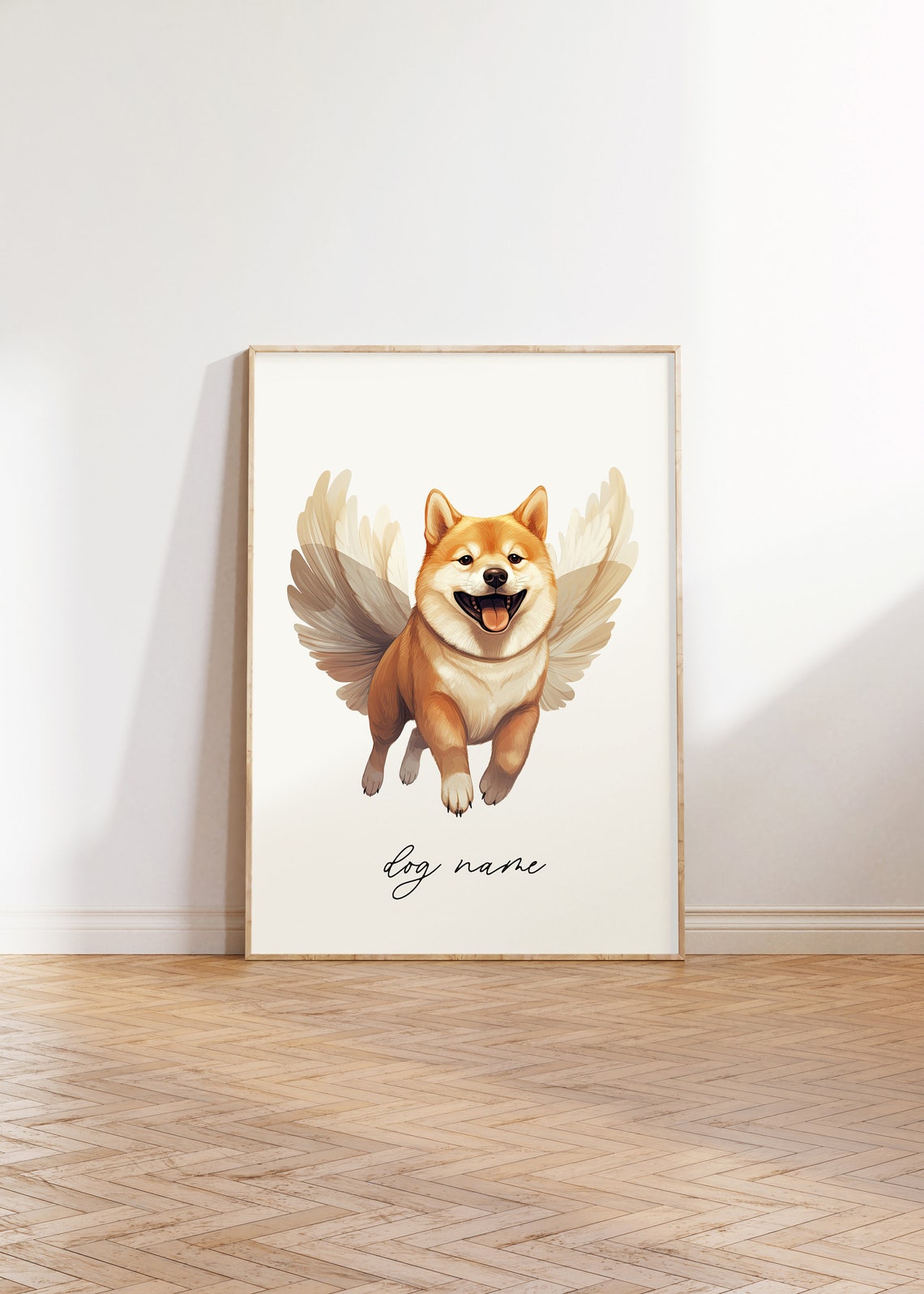 Shiba Inu Dog Memorial Rainbow Bridge Print Pet Loss Memorial Gift Portrait Angel Dog Print Pet Loss Sympathy Gift Custom Dog Painting - Image 3