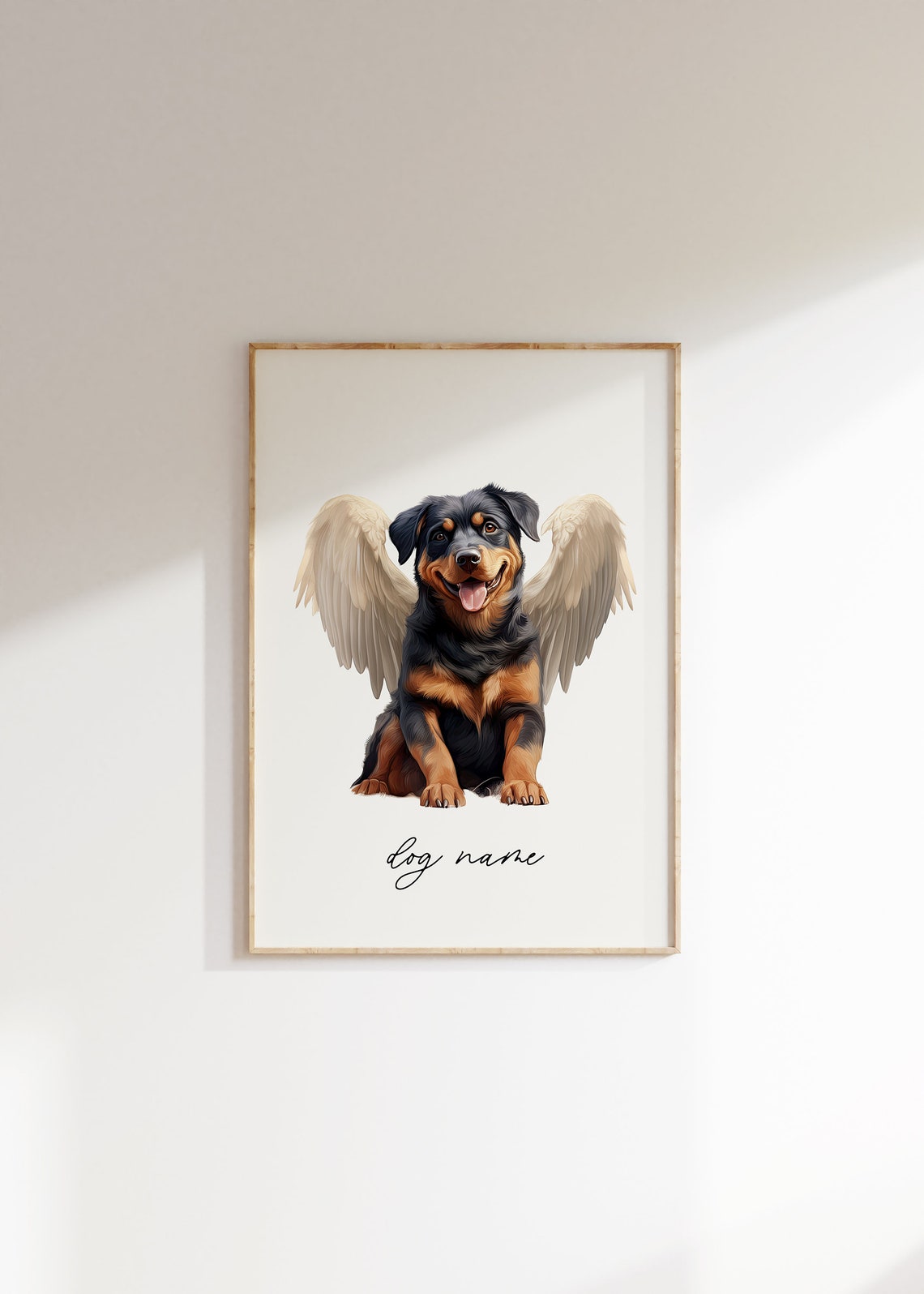 Rottweiler Dog Memorial Rainbow Bridge Print Pet Loss Memorial Gift Portrait Angel Dog Print Pet Loss Sympathy Gift Custom Dog Painting - Image 2