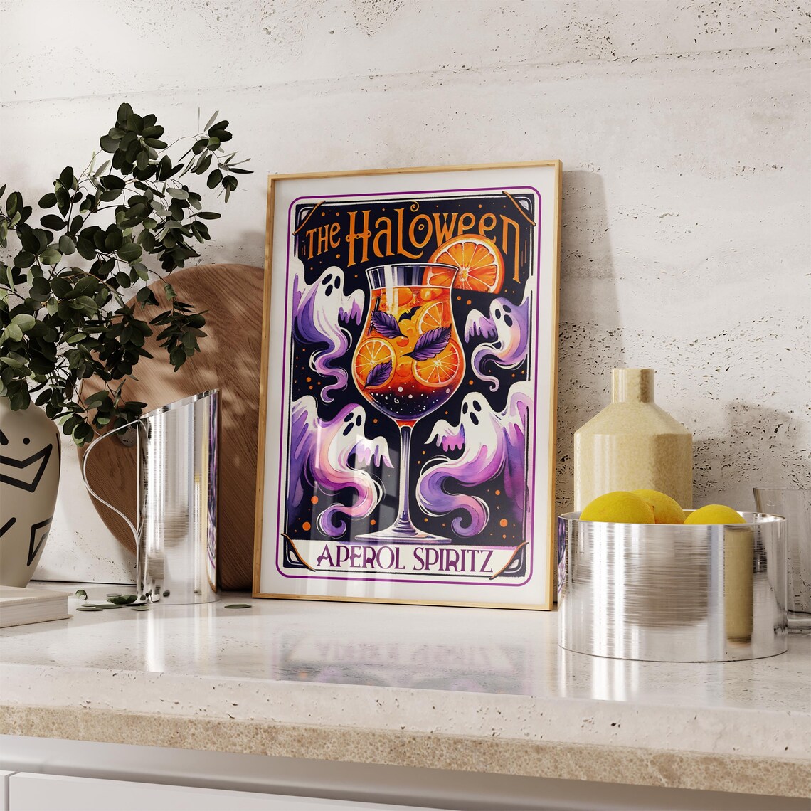 Halloween Aperol Spritz Cocktail Poster with Playful Ghost Illustrations - Image 5