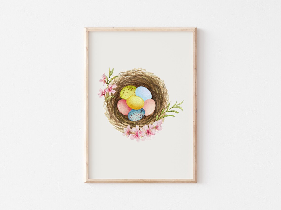 Robin Bird Nest Painting, Watercolor Easter Decor - Image 4