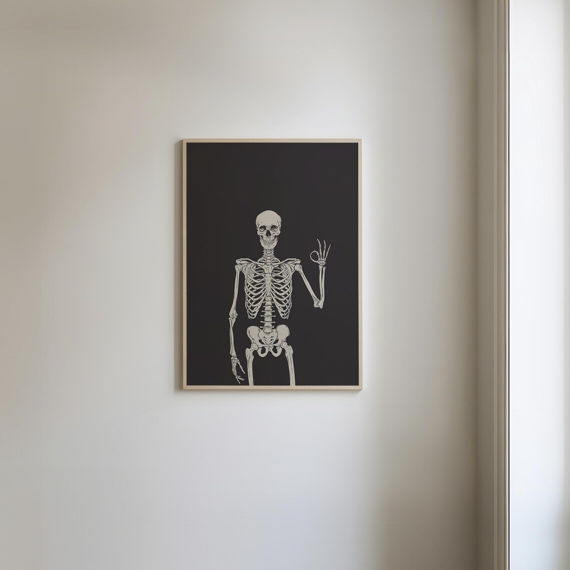 Okie Dokie Skeleton Giving OK Hand Gesture Funny Halloween Poster - Image 2