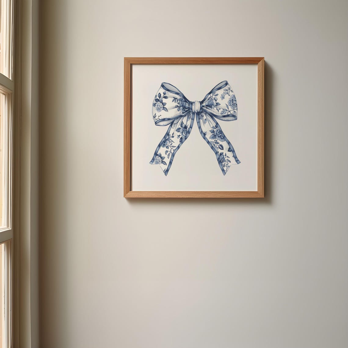 Blue and White Chinoiserie Floral Bow Elegant Balletcore Poster - Image 2