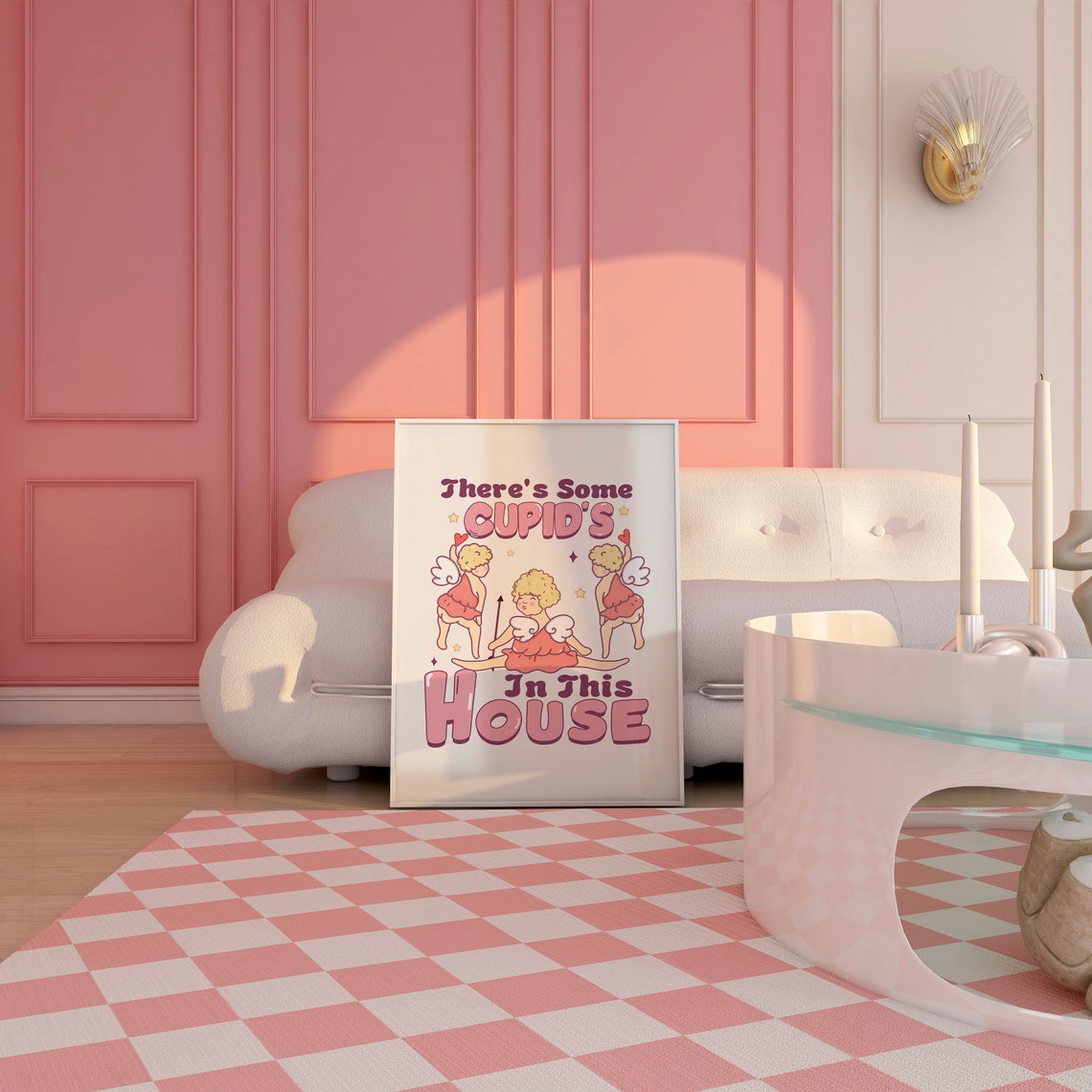 There's Some Cupids In This House Valentines Cherub Art Poster - Image 5