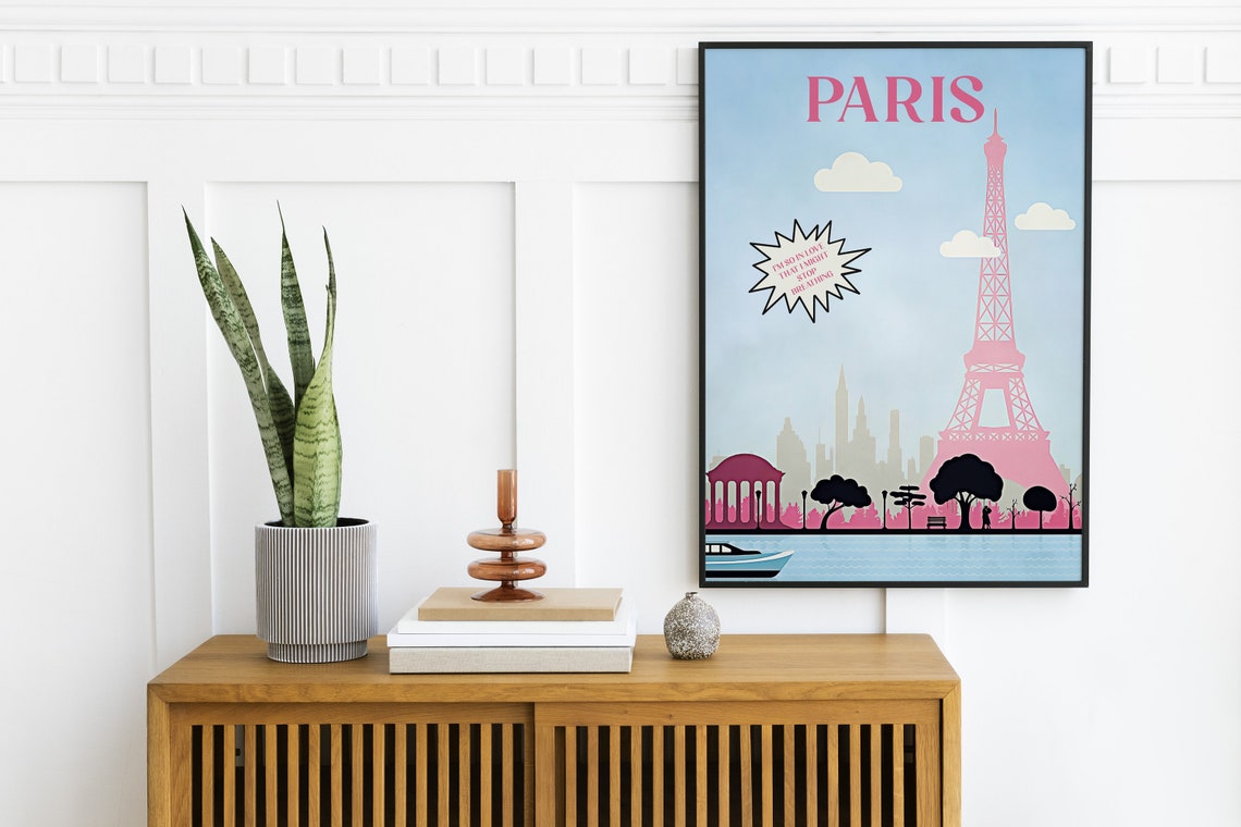 Taylor Swift Paris Song Lyric Eiffel Tower Pink Skyline Wall Art - Image 2