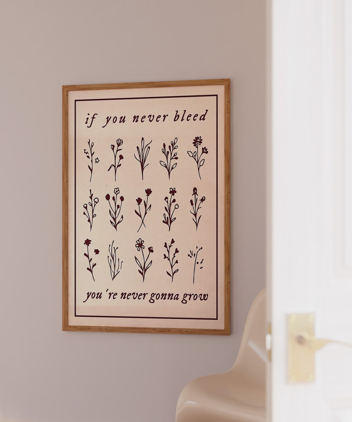 Taylor Swift Folklore If You Never Bleed Floral Lyrics Poster