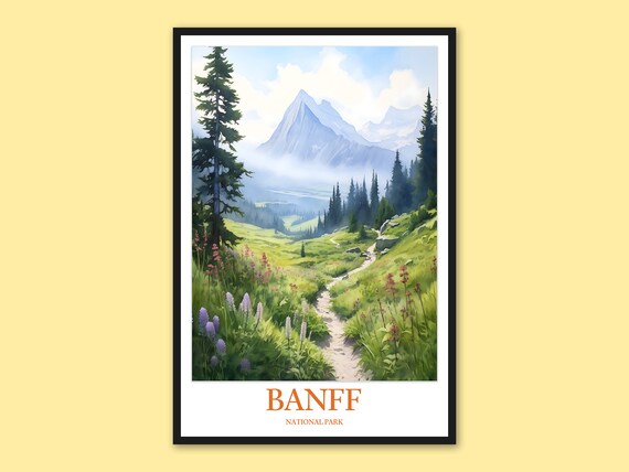 Banff National Park Blooming Meadow Trail To Sharp Peak Poster