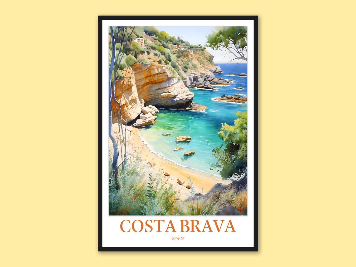 Costa Brava Rocky Cove Sandy Beach Turquoise Water Spain Poster