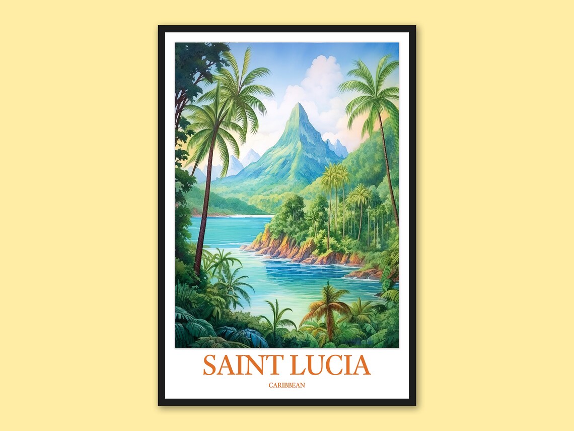 Saint Lucia Travel Poster Caribbean Island Wall Art