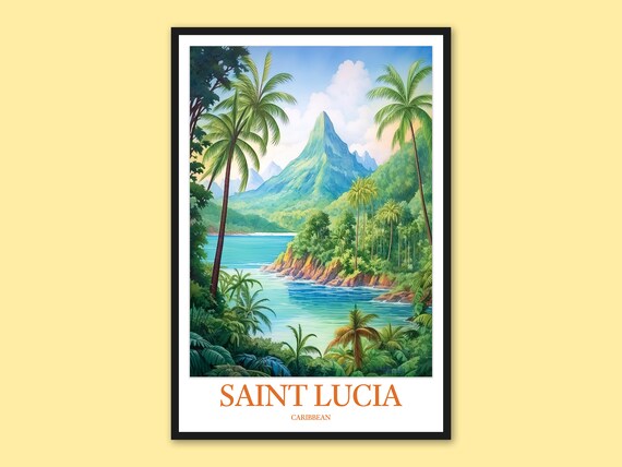 Saint Lucia Travel Poster Caribbean Island Wall Art