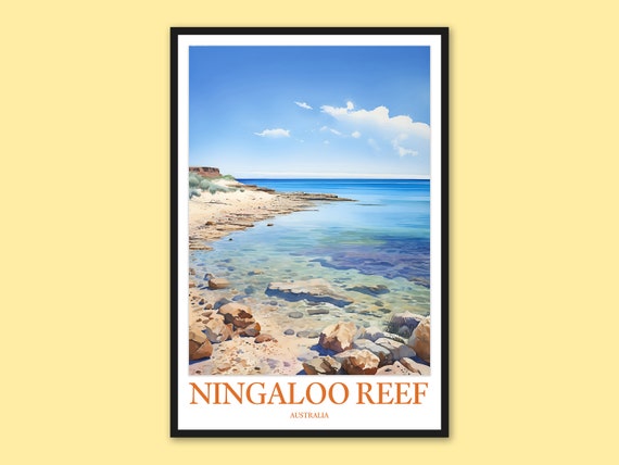 Ningaloo Reef Travel Poster Australian Coastal Wall Art