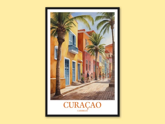 Curaao Travel Print Caribbean Street Art Poster