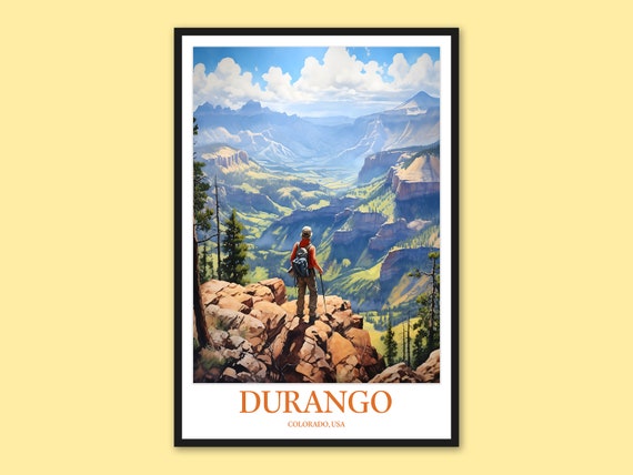 Durango Colorado Travel Poster Mountain Hiking Art Print