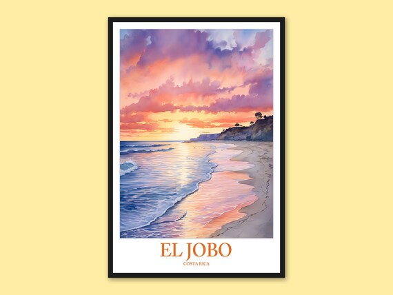 El Jobo Costa Rica Travel Poster Beach Sunset Wall Art