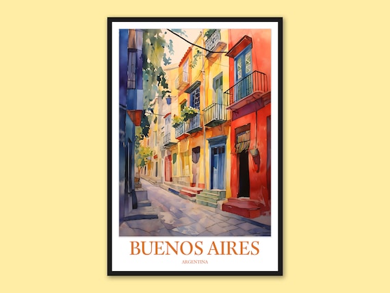 Buenos Aires La Boca Cobbled Alley Colorful Houses Argentina Poster