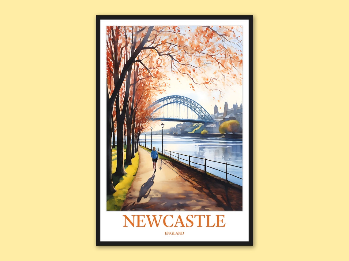 Newcastle England Tyne Bridge Riverside Walk Autumn Scene Poster
