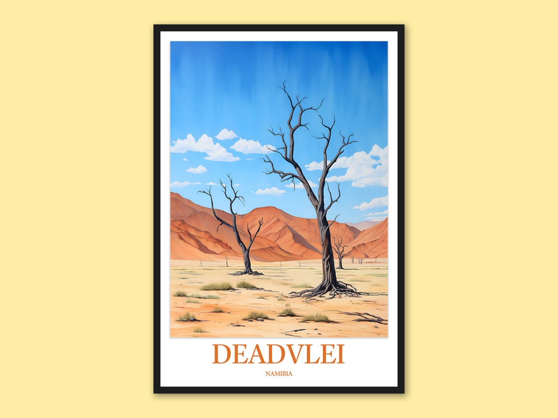 Deadvlei Namibia Dead Trees Red Dunes Desert Travel Poster Art