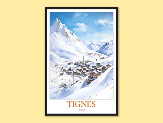 Tignes France Travel Poster Ski Town Wall Art
