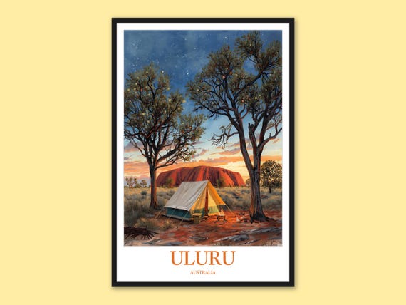 Uluru Australia Poster Outback Camping Wall Art