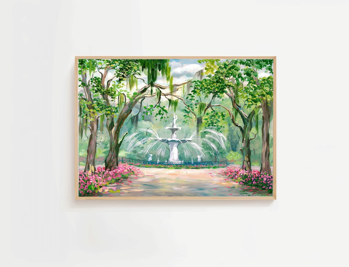 Savannah Fountain, Forsyth Park Southern Landscape Poster