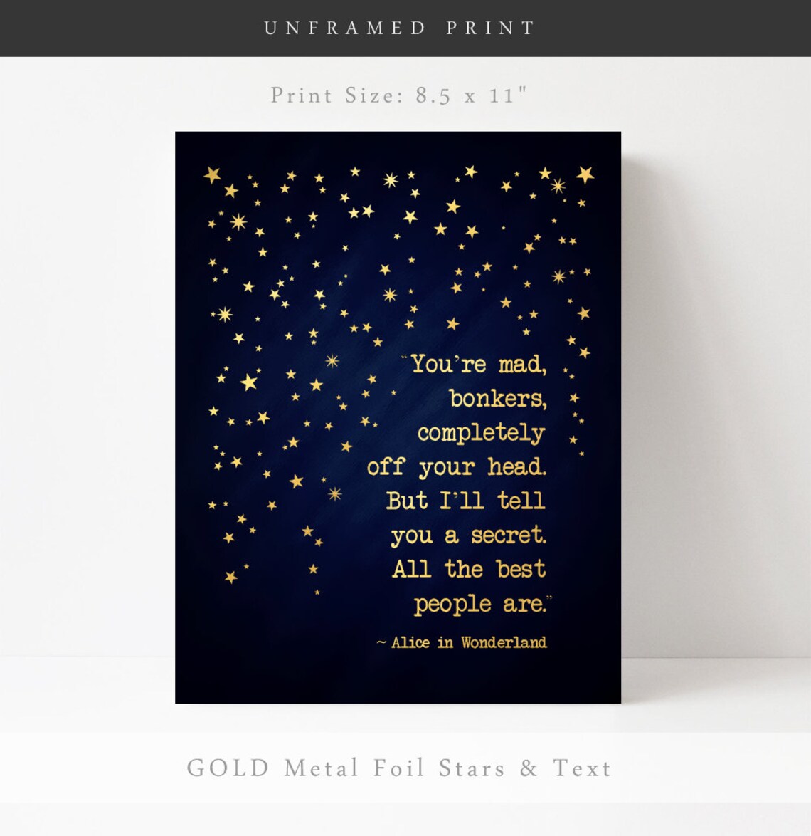 You're Mad, Bonkers Alice In Wonderland Quote Print - Image 2