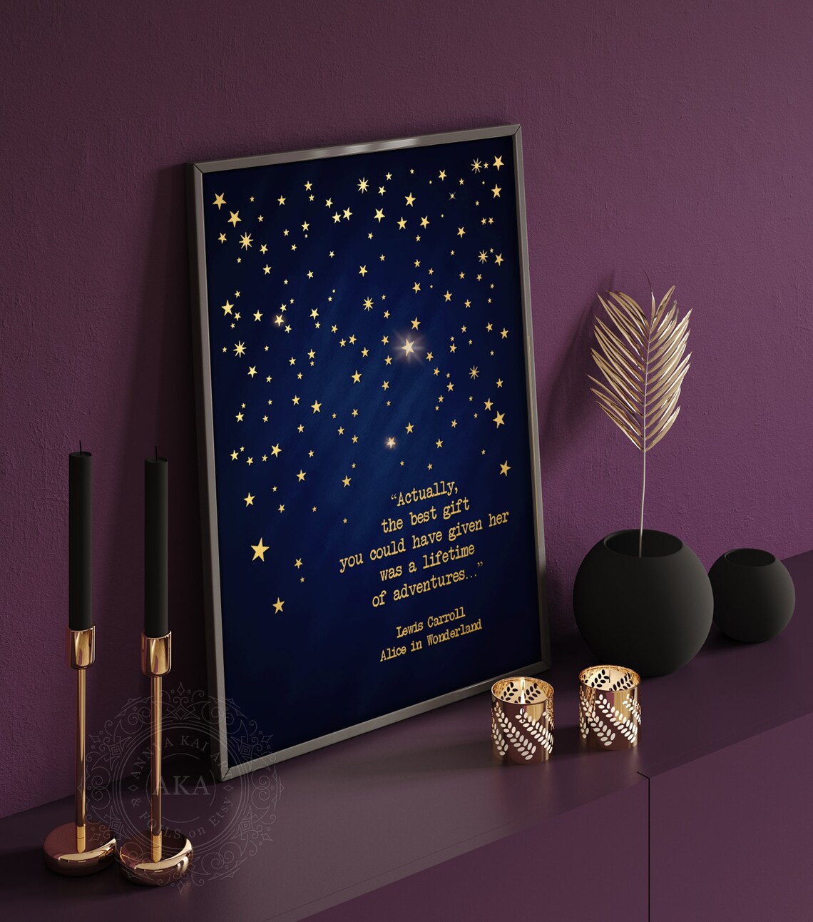 Alice In Wonderland Quotes, Gold Foil Art Print - Image 2