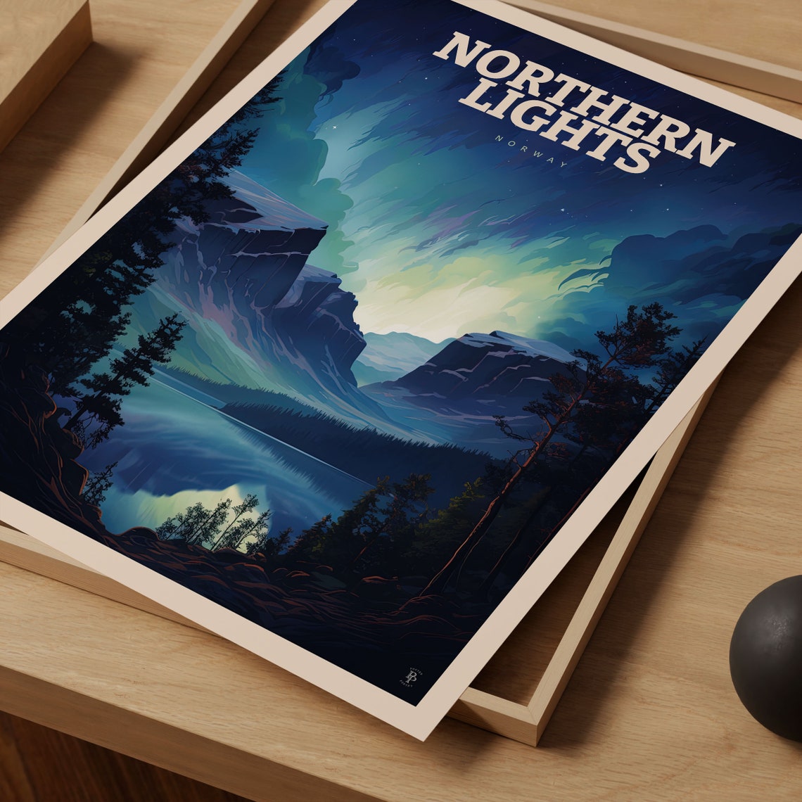 Norway Northern Lights Aurora Fjord Night Sky Starry Mountains Poster - Image 4