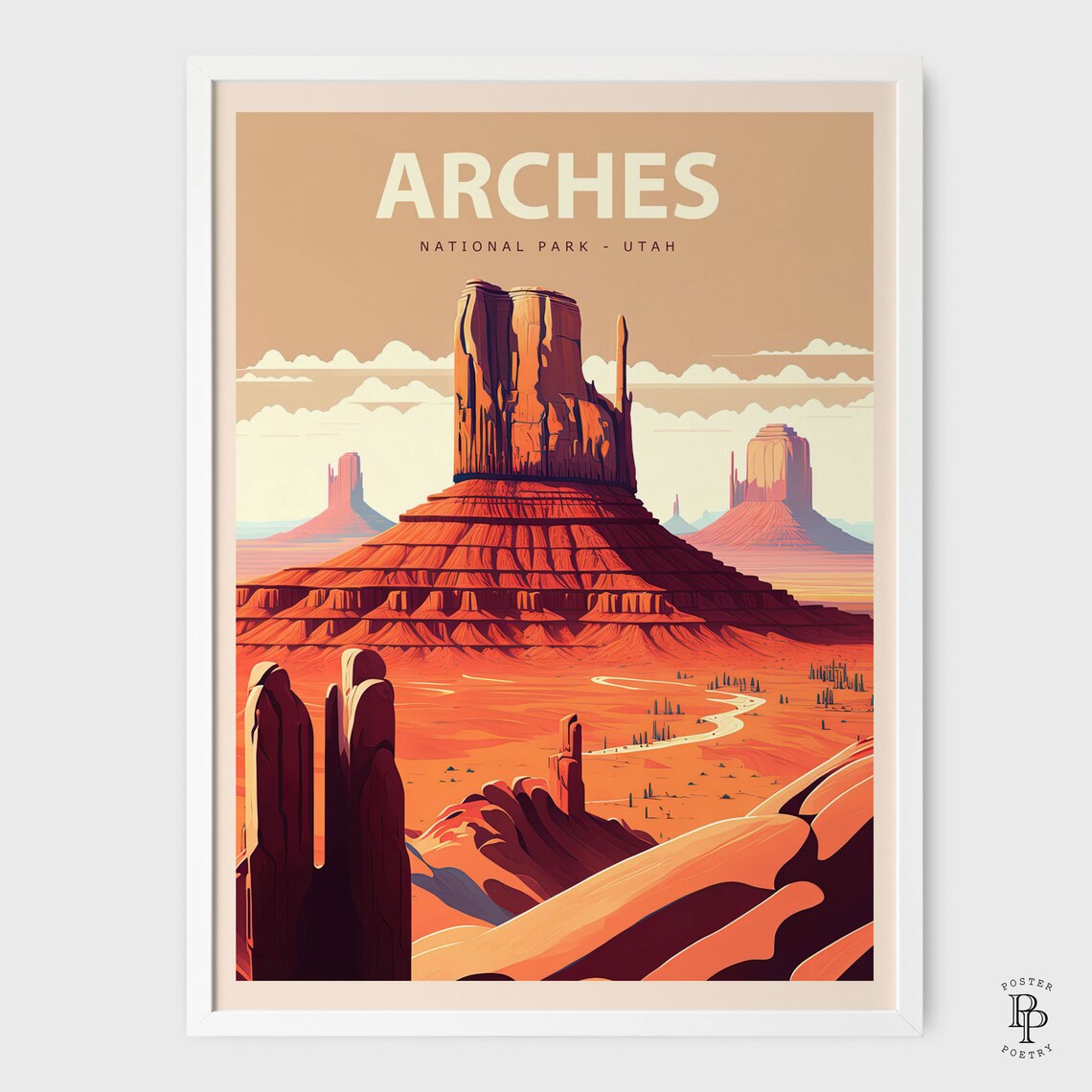 Arches Utah National Park Red Rock Buttes Desert Sunset Travel Poster - Image 4