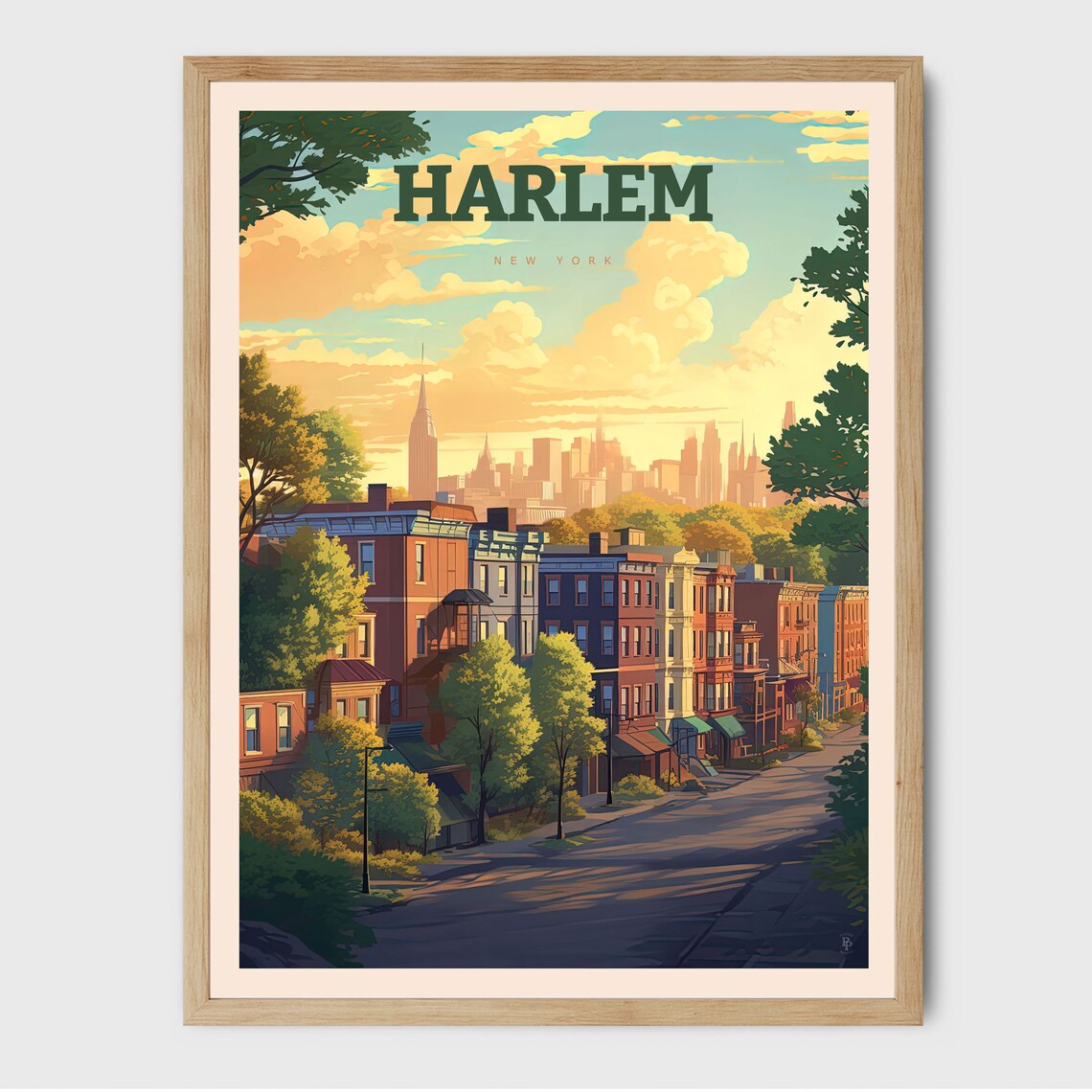 Harlem New York Retro Travel Poster Art Print