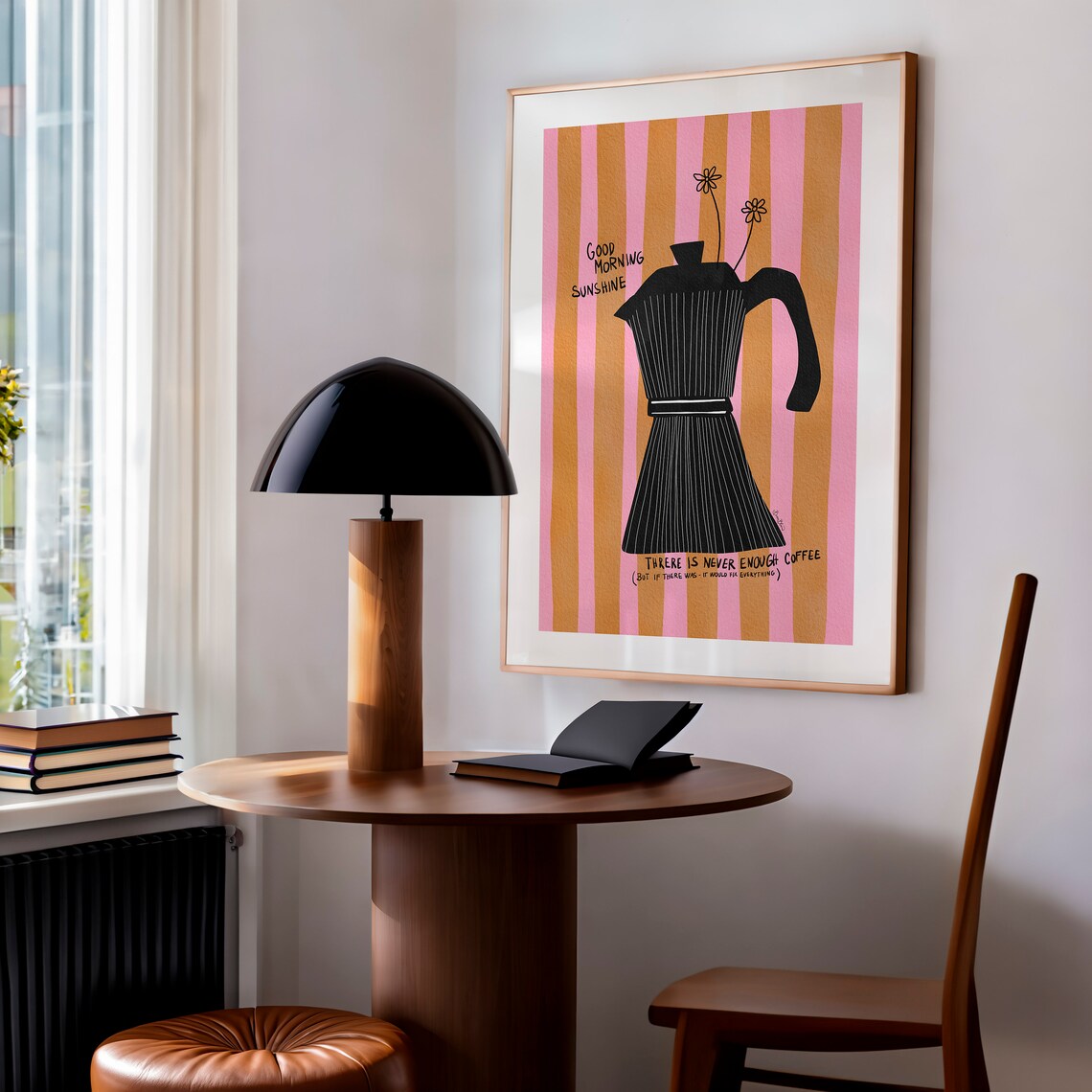 Mocca Coffee Stripes Modern Kitchen Art Print - Image 5